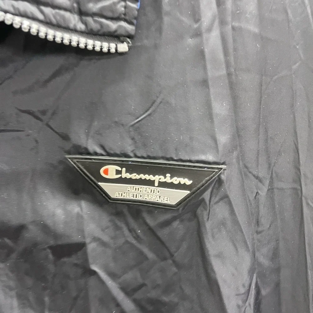 Vintage Champion‎ Men's Black and Blue Windbreaker Jacket
